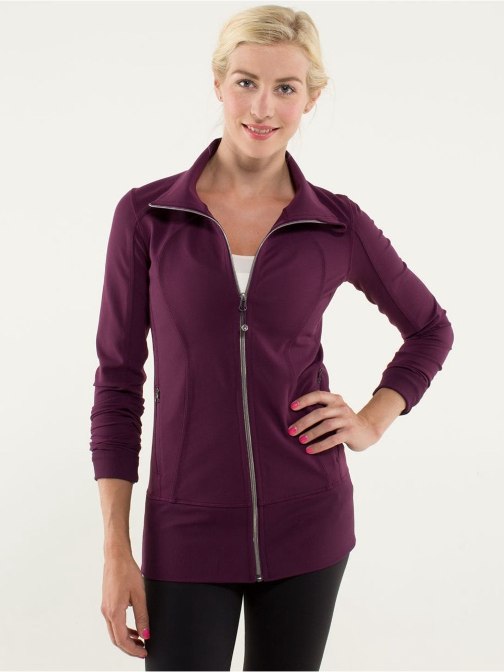 Lululemon Nice Asana Jacket Plum Zip-Up Athletic Yoga Activewear Jacket Size 12